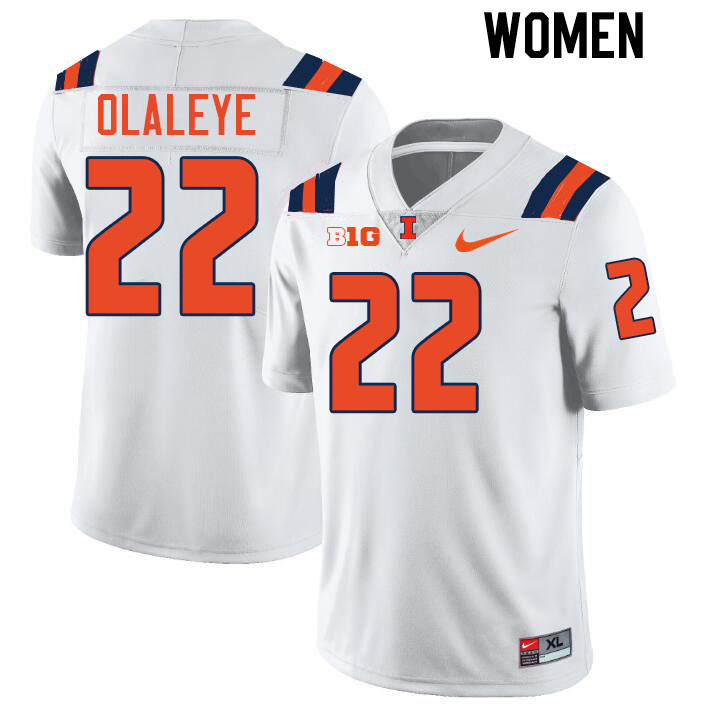 Women #22 Petey Olaleye Illinois Fighting Illini College Football Jerseys Stitched-White